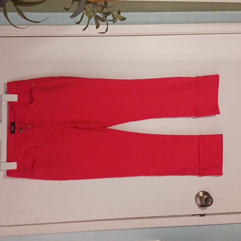 Kensie Jeans Watermelon Red Denim, Cuffed and Cropped